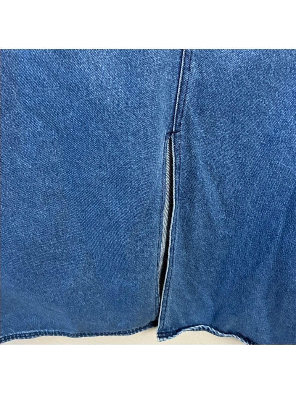Pilcro Barrel Denim Maxi Skirt Rear Slit Pockets Jean Midi Anthropologie 26W - Picture 8 of 10